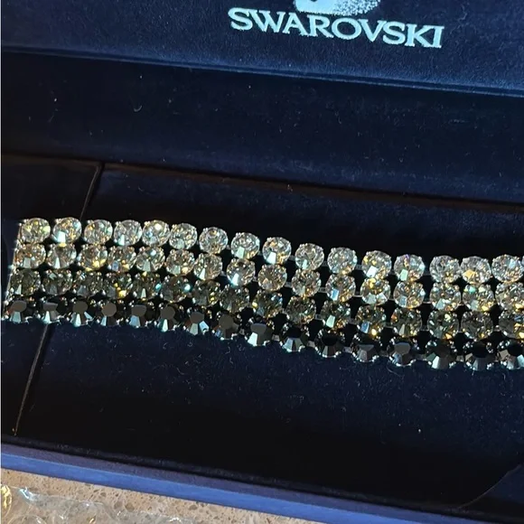 Authentic Swarovski Black Crystal Multi-Row Bracelet - Picture 3 of 5